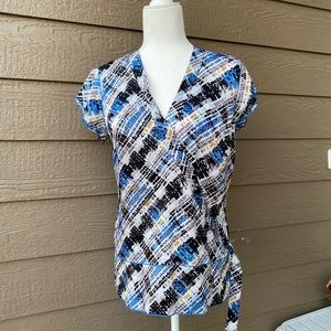 BCBG MAX AZRIA LARKSPUR BLUE COMBO WITH ASYMMETRICA Top